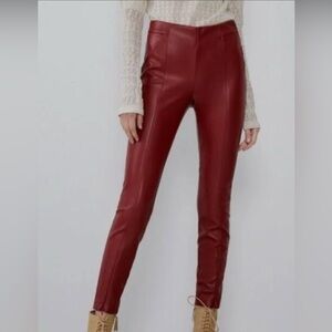NWT Zara Burgundy High Rise
Leather Leggings Size S